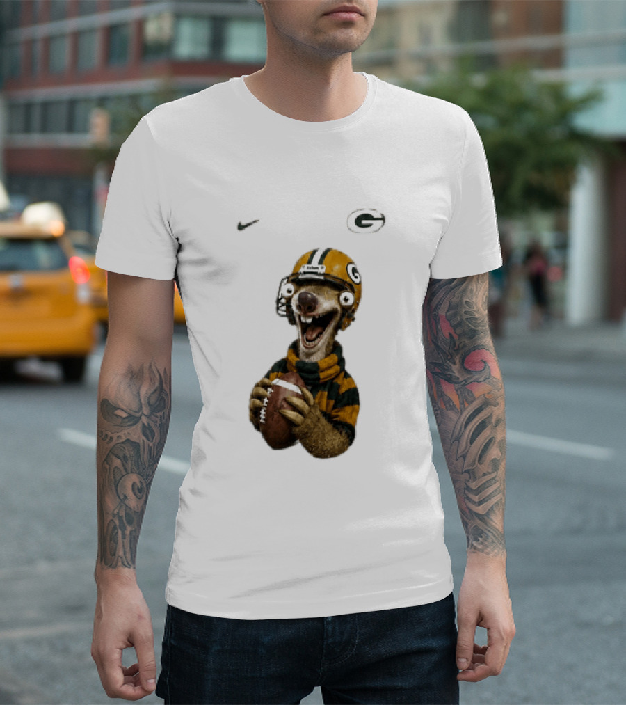 Sid The Sloth Green Bay Packers Football Helmet Fan Gear T-Shirt