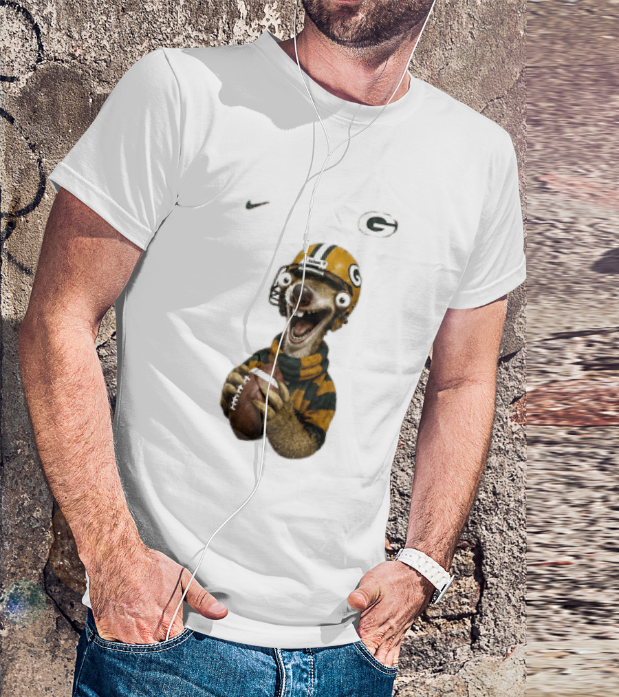 Sid The Sloth Green Bay Packers Football Helmet Fan Gear T-Shirt