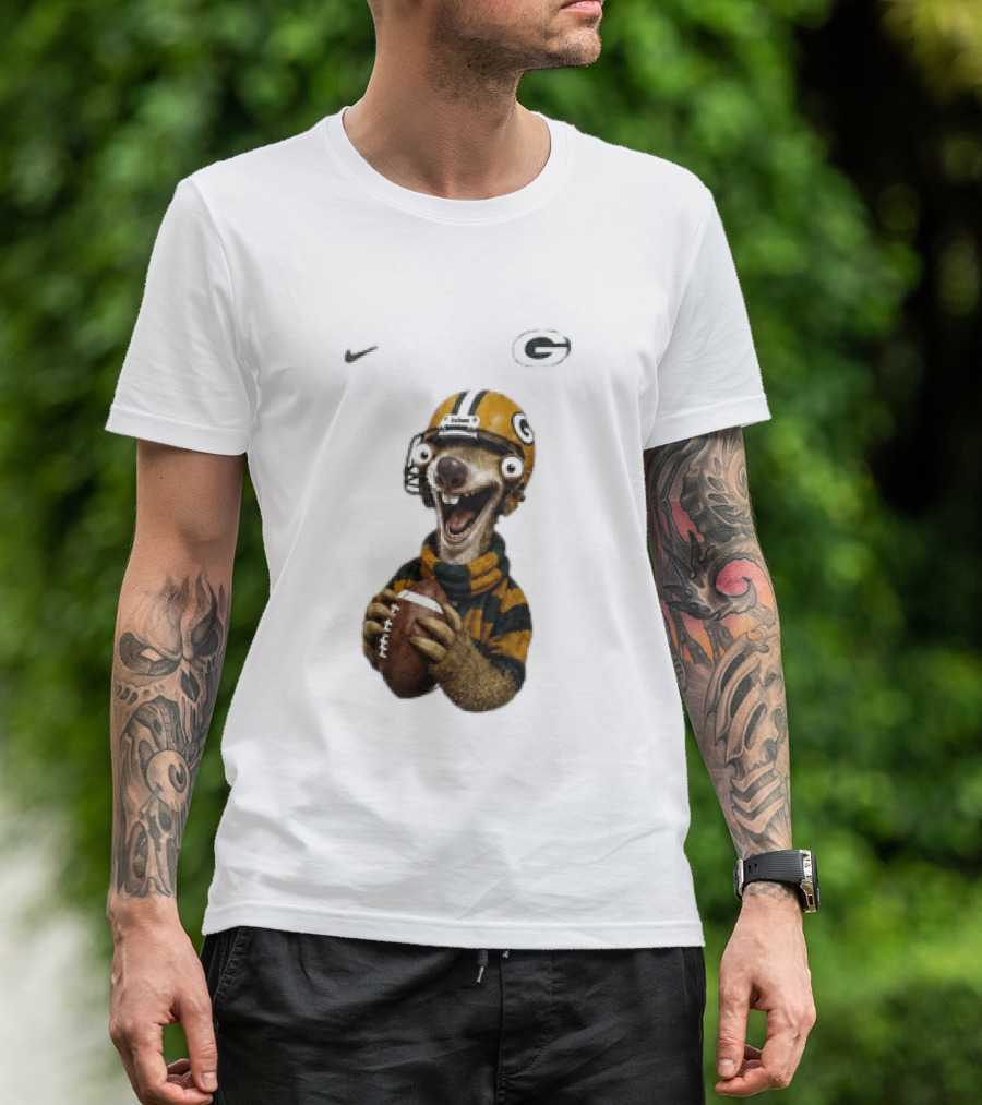 Sid The Sloth Green Bay Packers Football Helmet Fan Gear T-Shirt