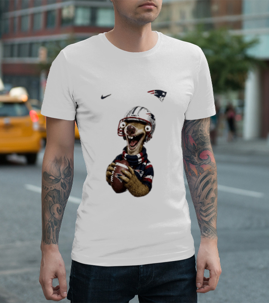 Sid The Sloth New England Patriots Football Helmet NFL Character Fan T-Shirt
