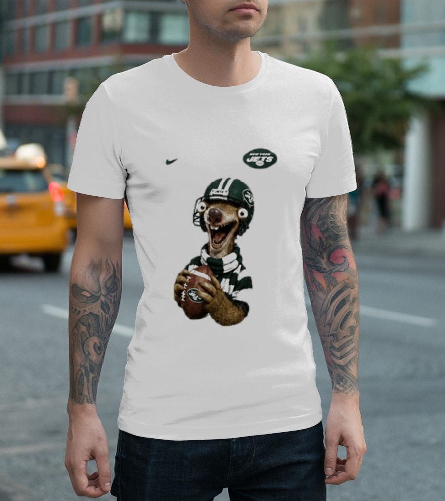 Sid The Sloth New York Jets Football Helmet Scarf And Ball T-Shirt