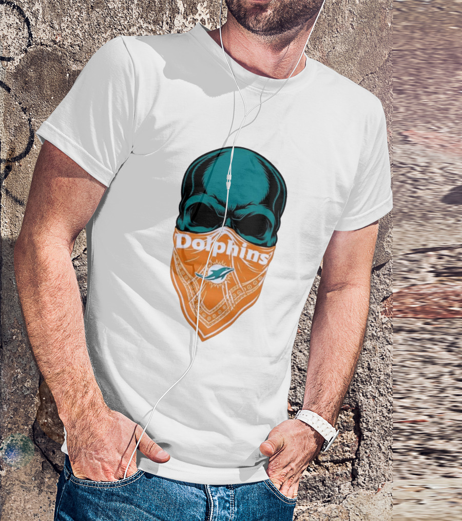 Miami Dolphins Skull Bandana With Team T-Shirt