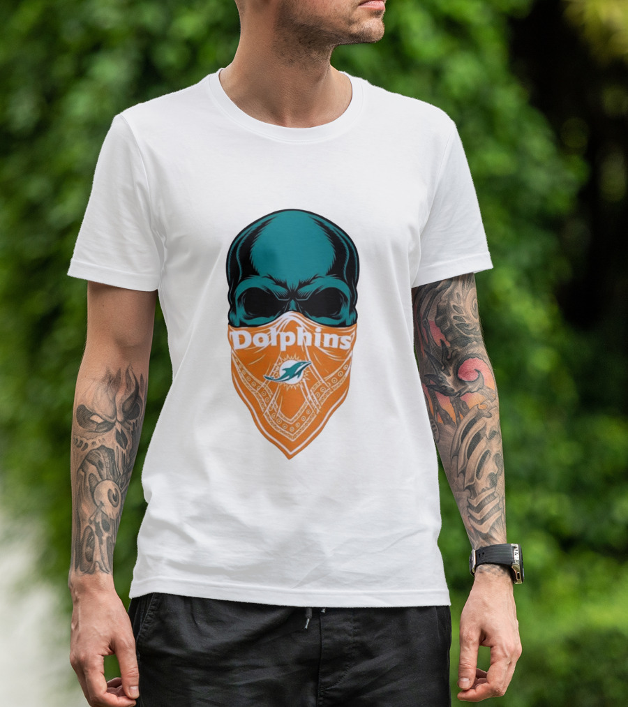 Miami Dolphins Skull Bandana With Team T-Shirt