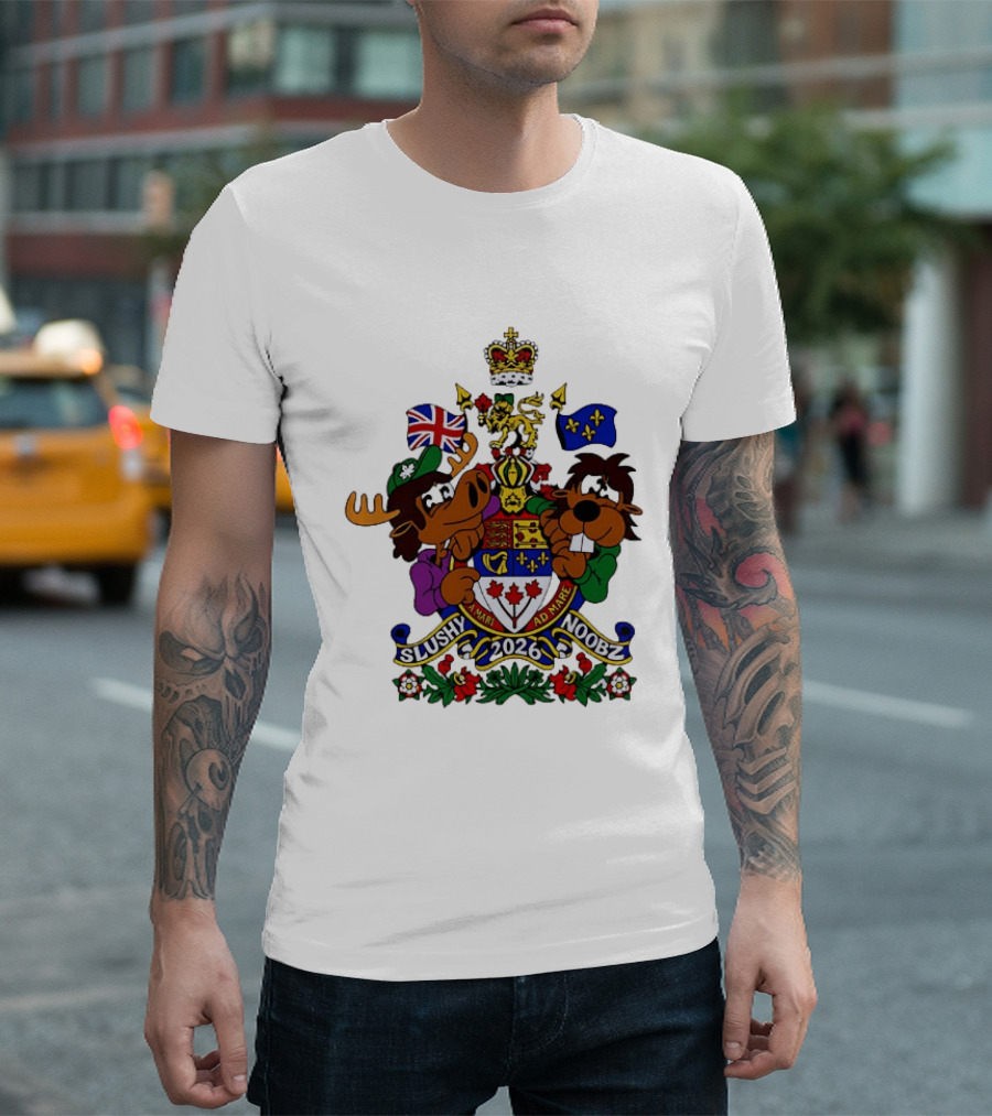 Slushy Noobz Canadian Crest Moose And Beaver 2026 T-Shirt