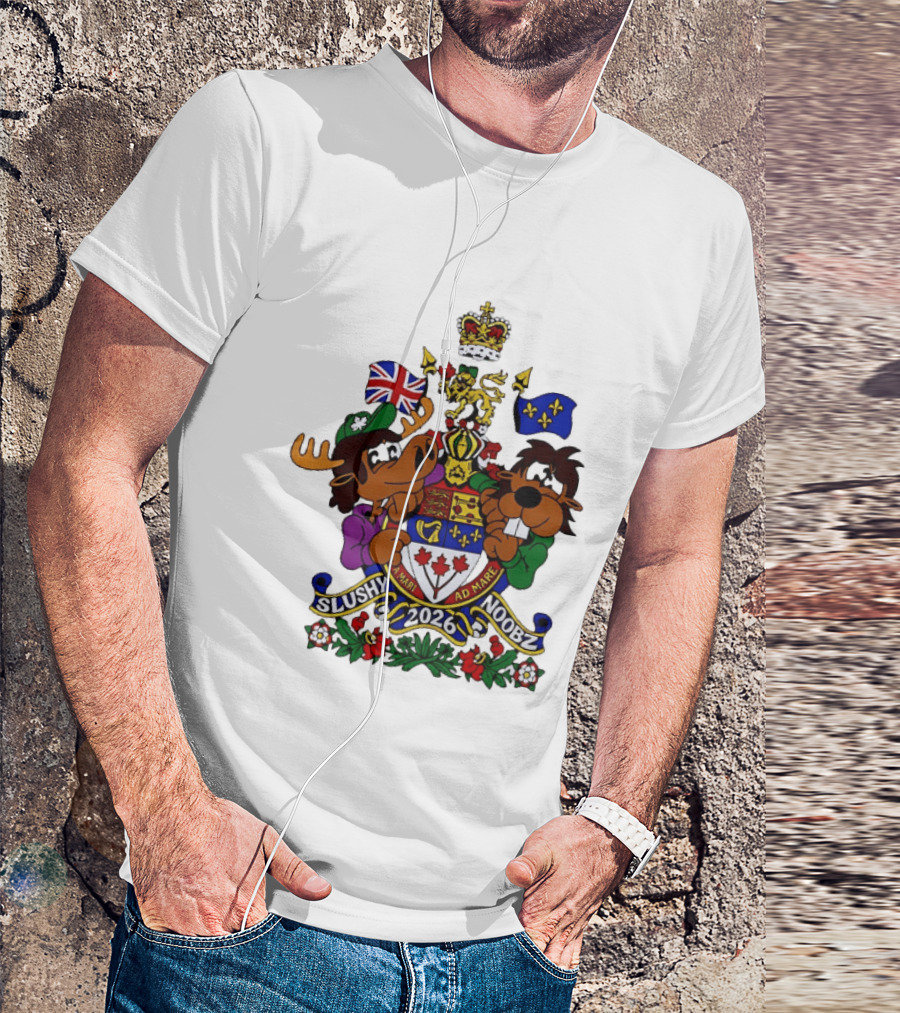 Slushy Noobz Canadian Crest Moose And Beaver 2026 T-Shirt