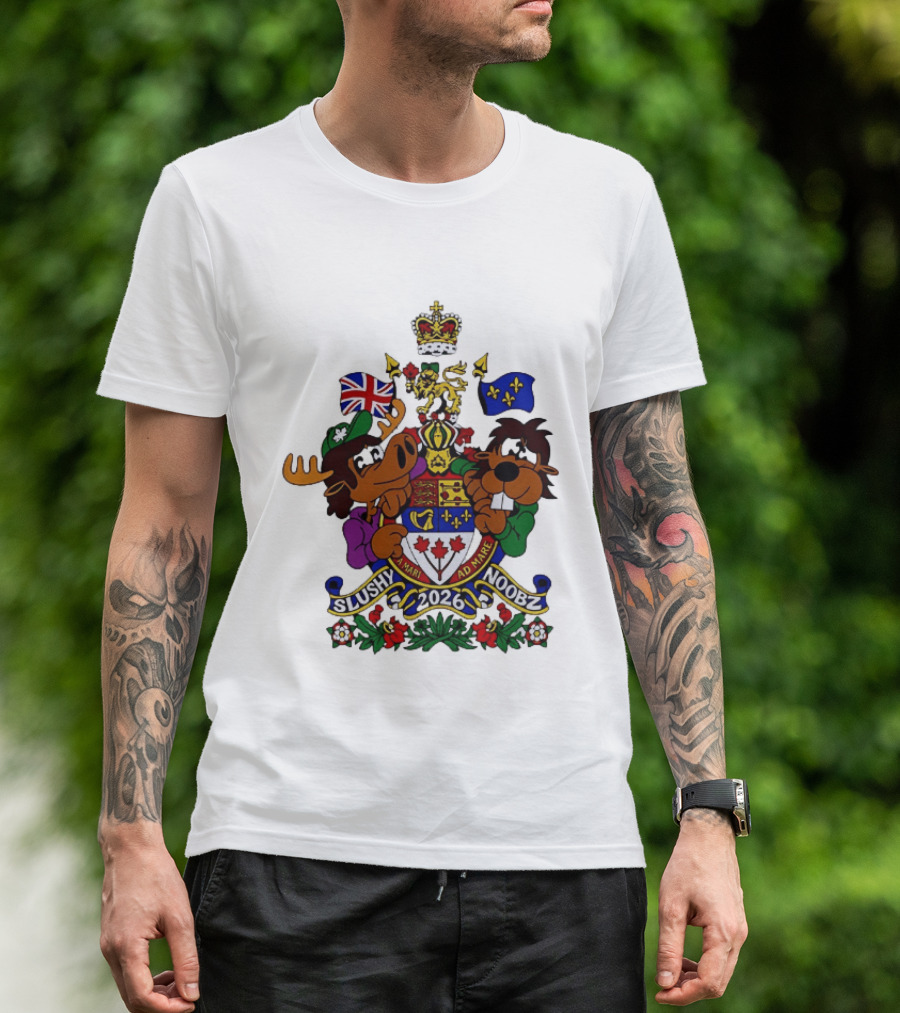 Slushy Noobz Canadian Crest Moose And Beaver 2026 T-Shirt