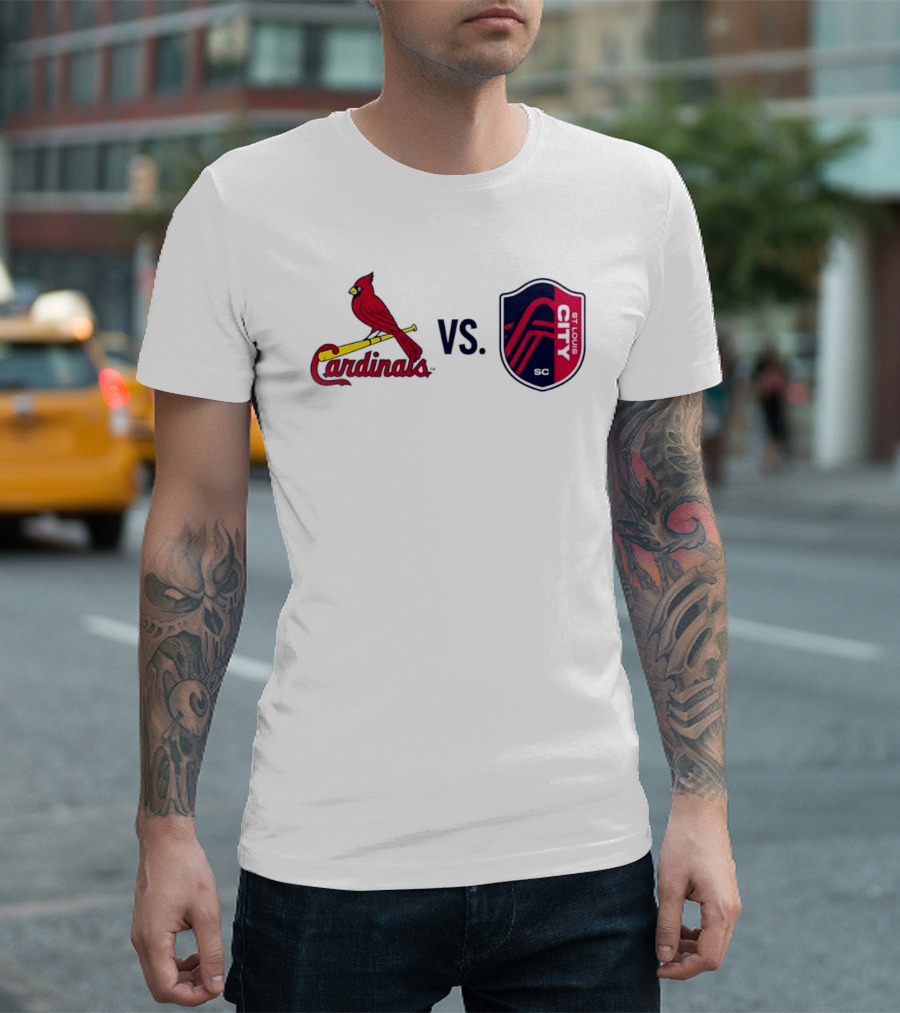 St Louis Cardinals Vs St Louis City SC Matchup T-Shirt
