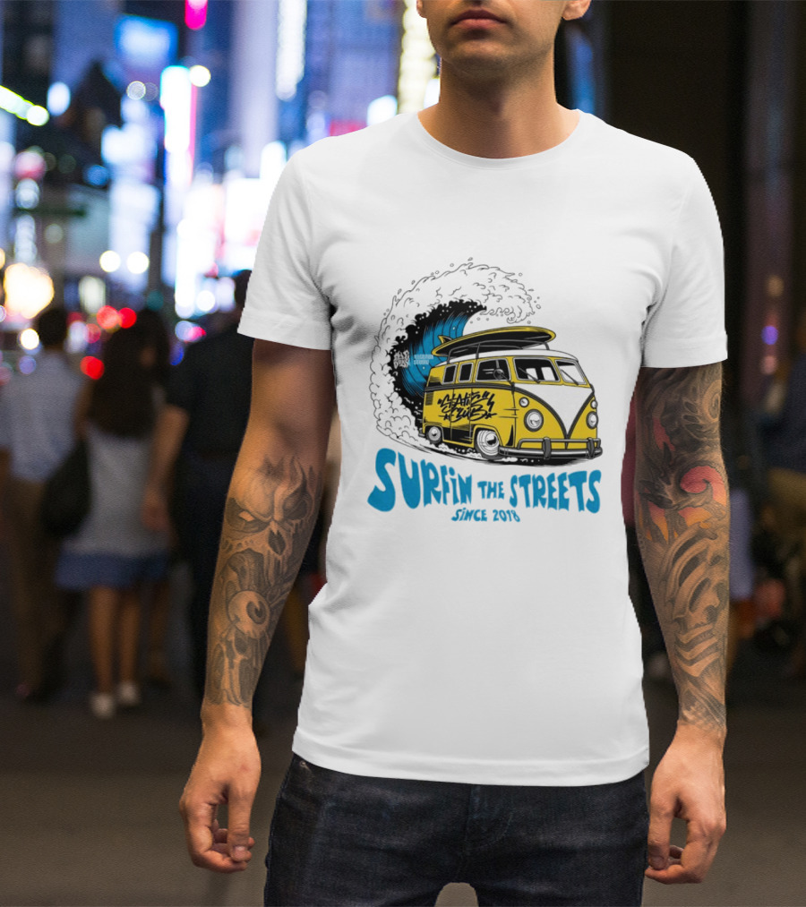 Static Club Volkswagen Bus Surfing Adventure Surfin The Streets Since 2018 T-Shirt
