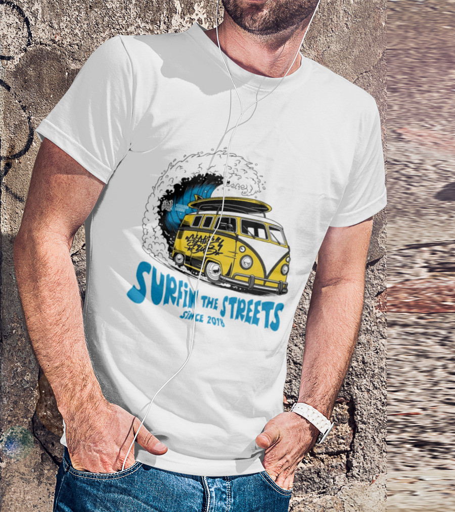 Static Club Volkswagen Bus Surfing Adventure Surfin The Streets Since 2018 T-Shirt