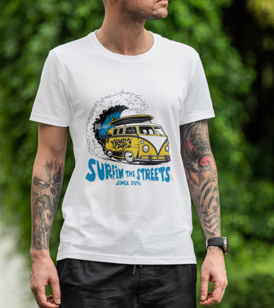 Static Club Volkswagen Bus Surfing Adventure Surfin The Streets Since 2018 T-Shirt