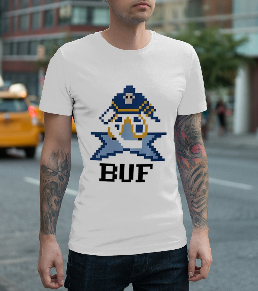 Pixelated Buffalo BUF Hockey Retro Game T-Shirt