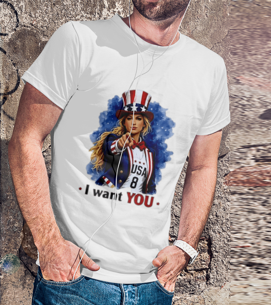 Uncle Sam Blonde Woman I Want You USA 8 Patriotic T-Shirt
