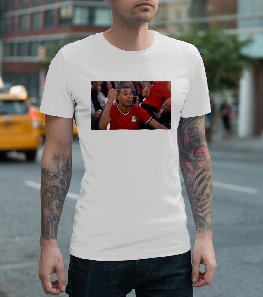 Victor Wembanyama Pointing Wearing Egypt National Football Team Kit T-Shirt