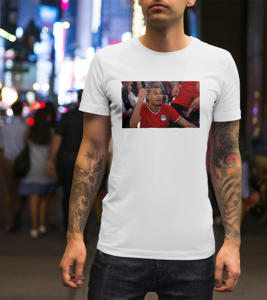 Victor Wembanyama Pointing Wearing Egypt National Football Team Kit T-Shirt