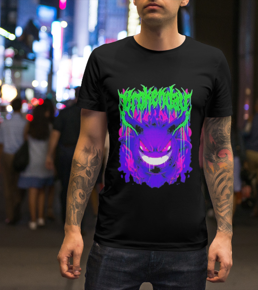 Brokenday Gengar Shadow Ball Bootleg Purple Neon T-Shirt