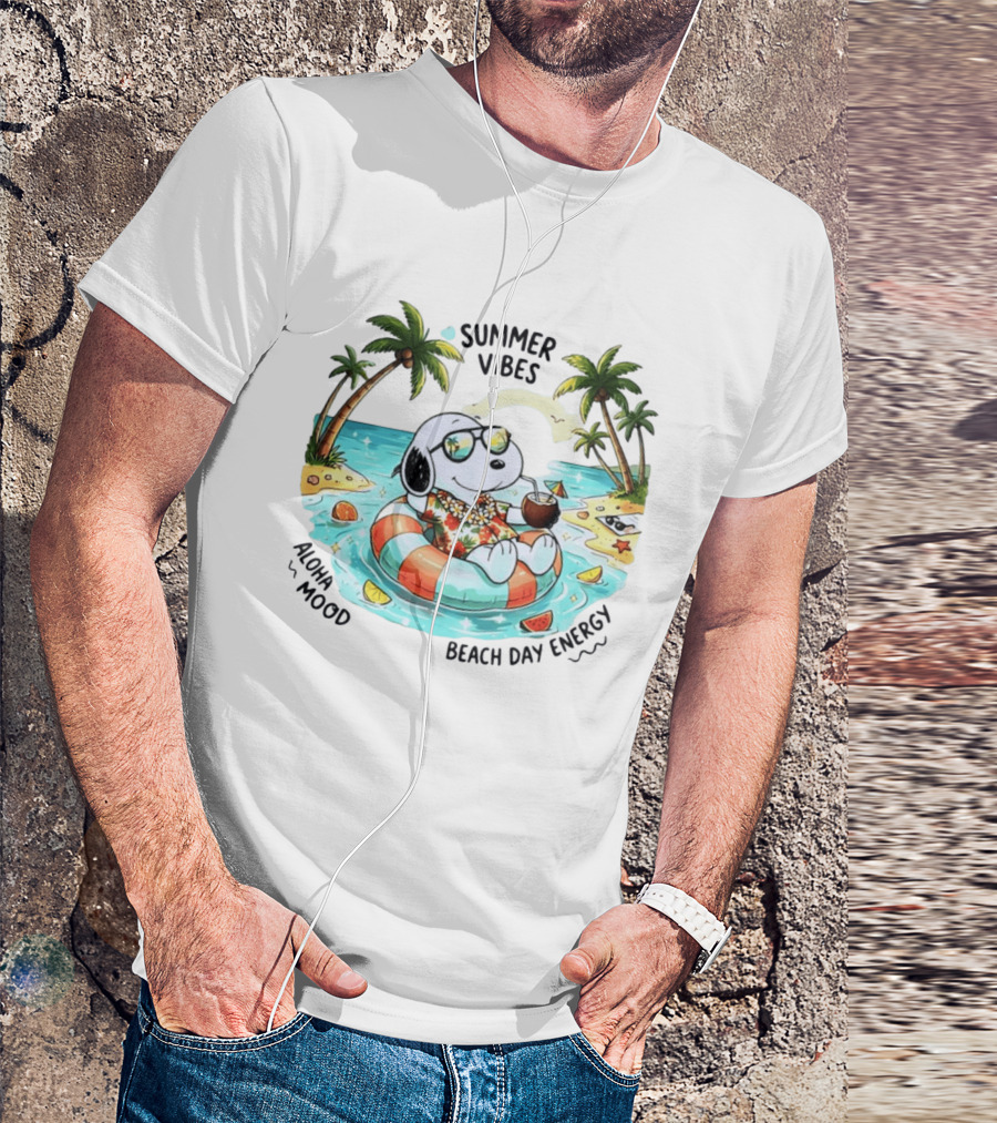 Summer Vibes Aloha Mood Beach Day Energy Snoopy Relaxing T-Shirt