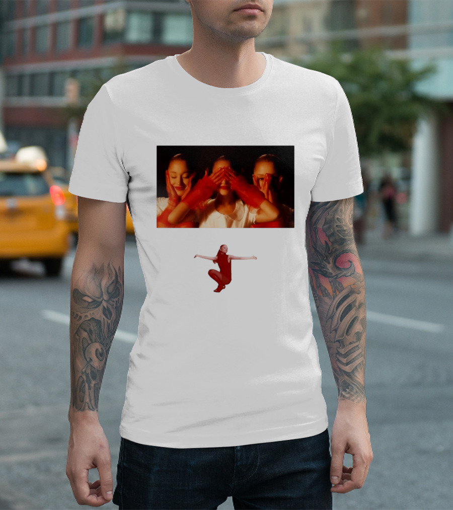 Ariana Grande Eternal Sunshine Red Gloves Three Faces Pose Music Album T-Shirt