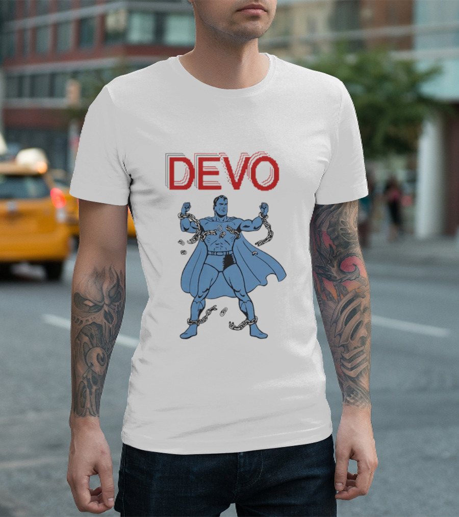 Devo Superhero Comic Style Action Figure T-Shirt