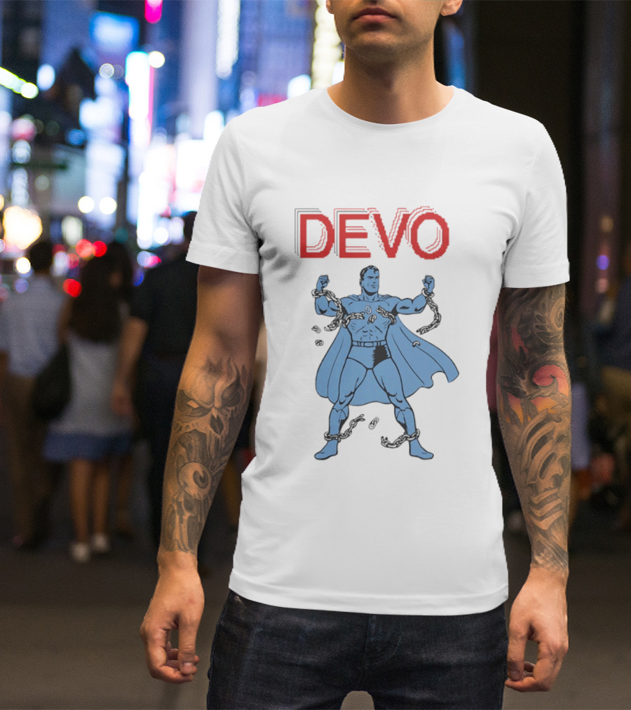 Devo Superhero Comic Style Action Figure T-Shirt