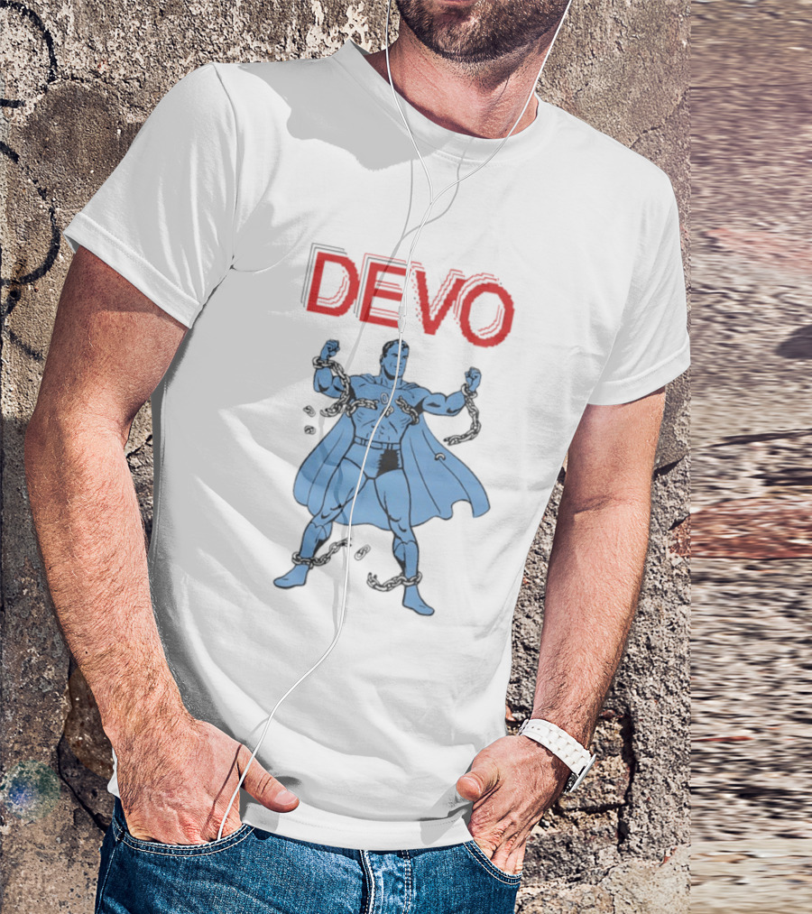 Devo Superhero Comic Style Action Figure T-Shirt