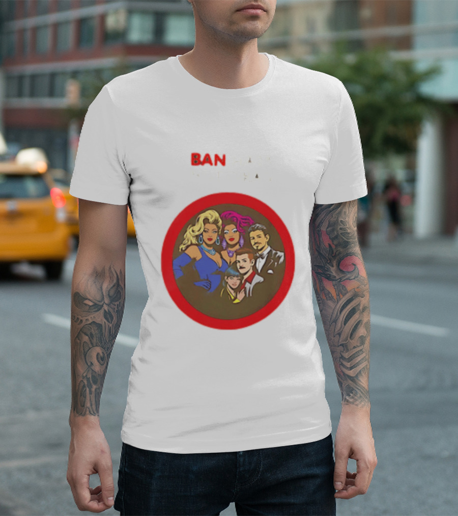 Ban Hate Not Drag Retro LGBTQ+ Inclusive Message T-Shirt