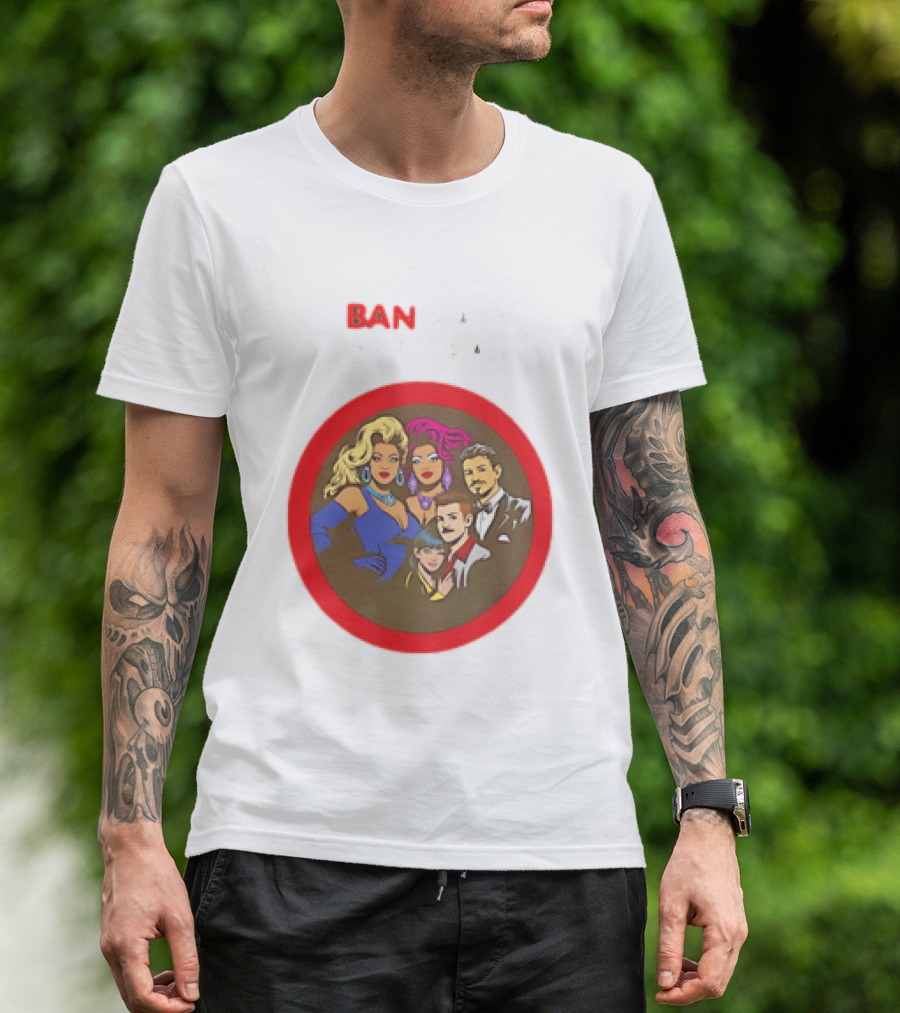 Ban Hate Not Drag Retro LGBTQ+ Inclusive Message T-Shirt