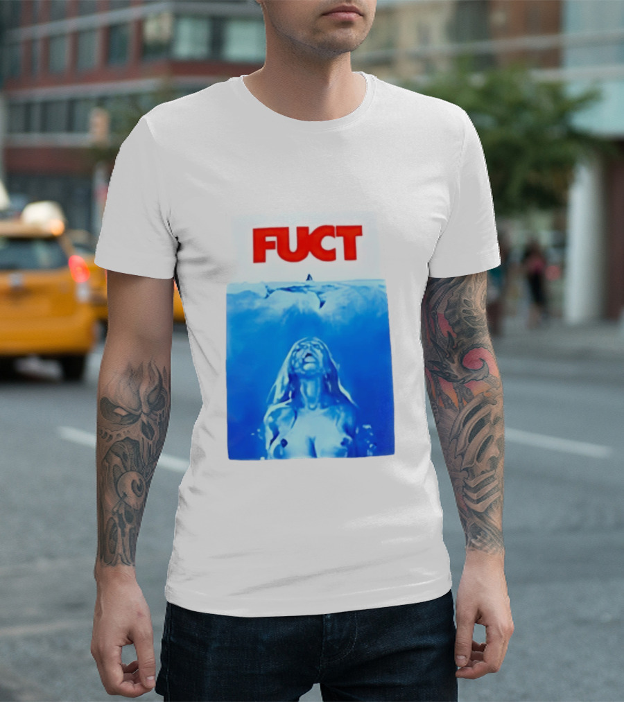 FUCT Jaws Ocean Shark Woman Swimming T-Shirt