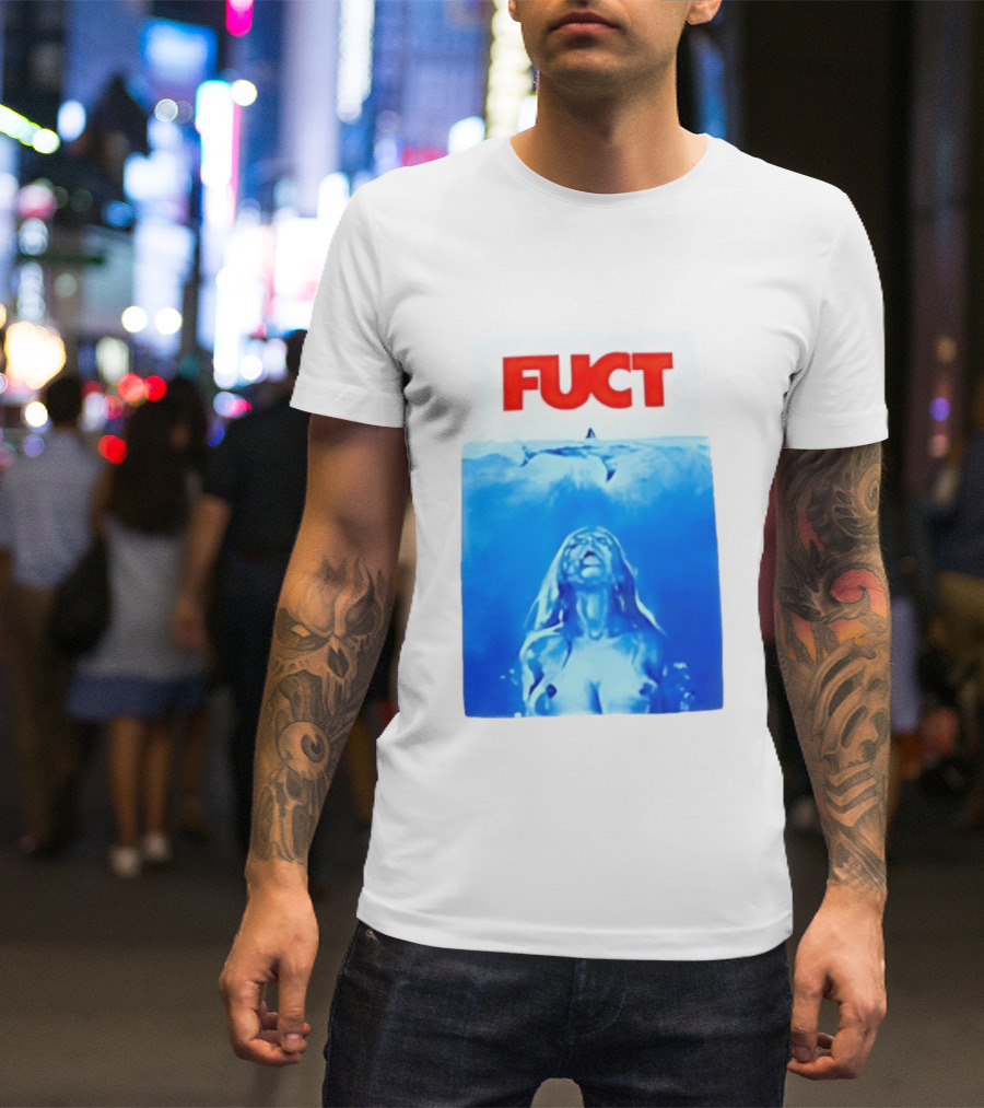 FUCT Jaws Ocean Shark Woman Swimming T-Shirt