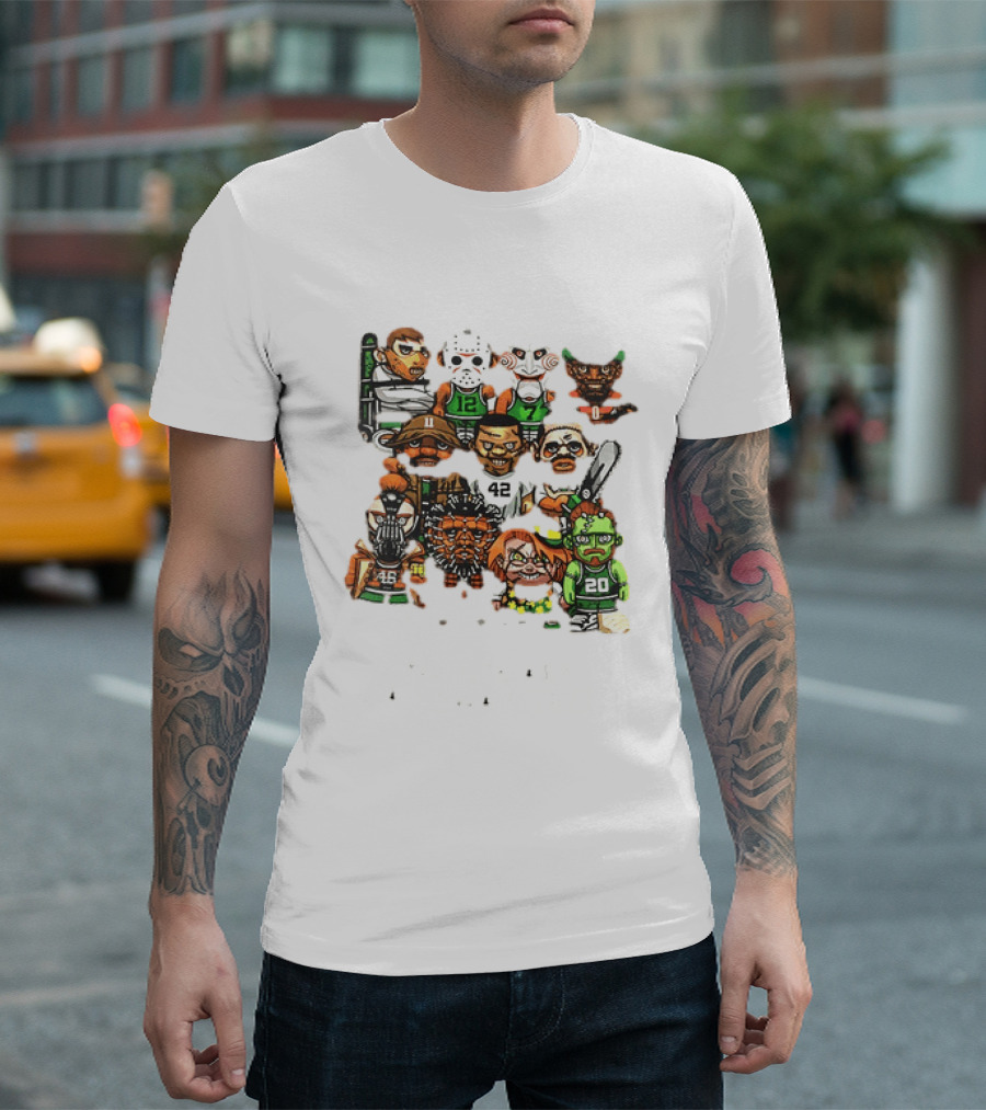 Nightmare Causeway Street Boston Celtics Horror Icons Mashup T-Shirt