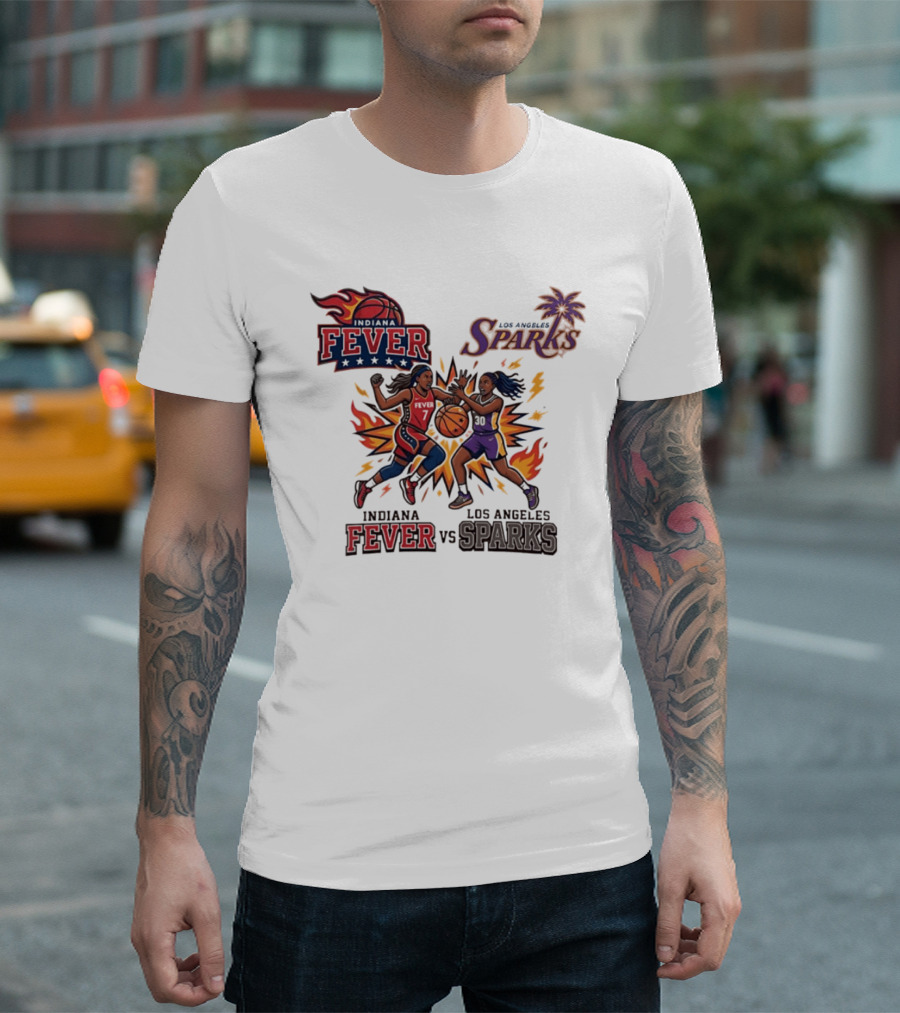 Indiana Fever Vs Los Angeles Sparks Basketball Players T-Shirt