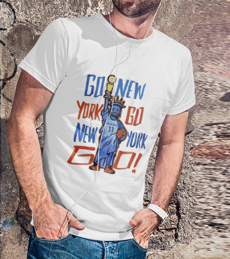 New York Knicks Go New York Go Statue Of Liberty Jalen Brunson Basketball Trophy T-Shirt