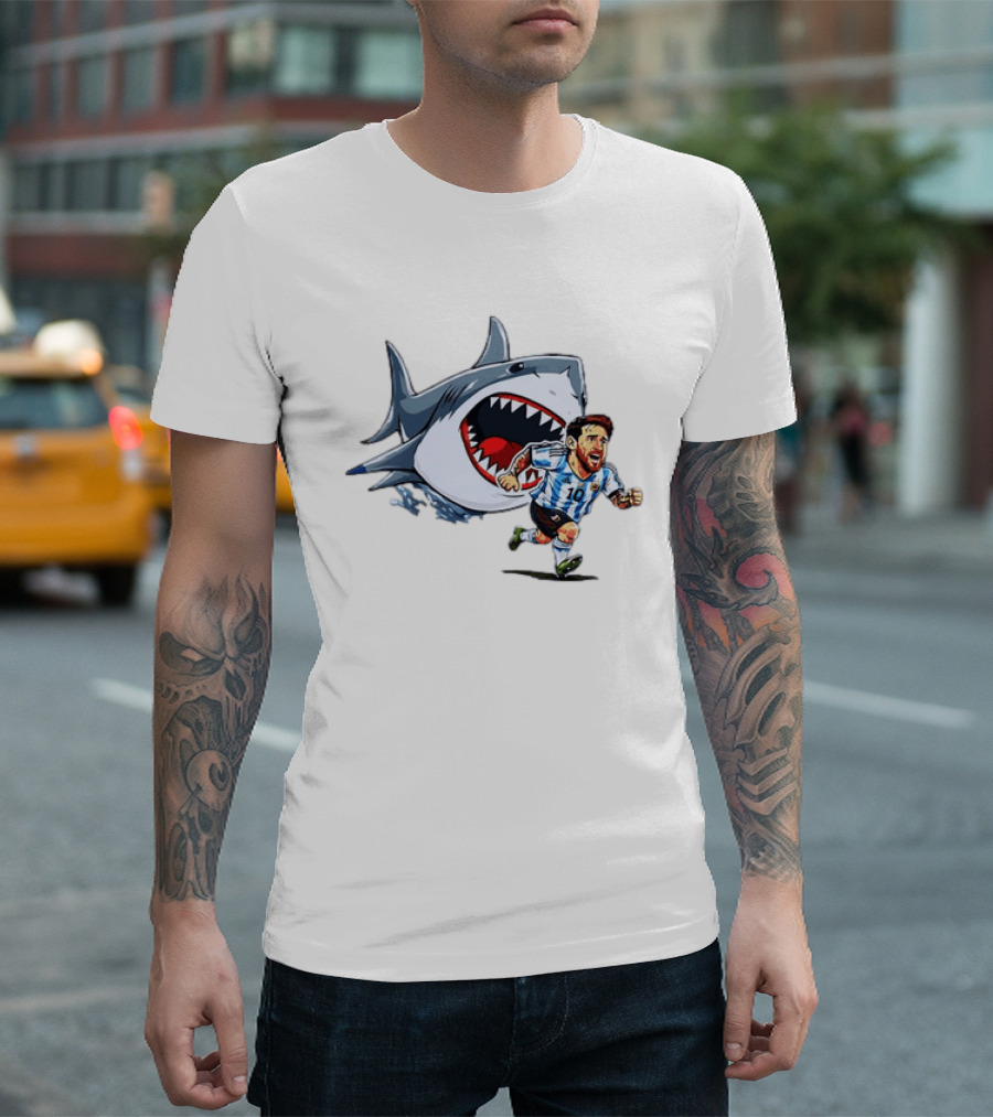 Lionel Messi Argentina Great White Shark Chase Soccer Star T-Shirt