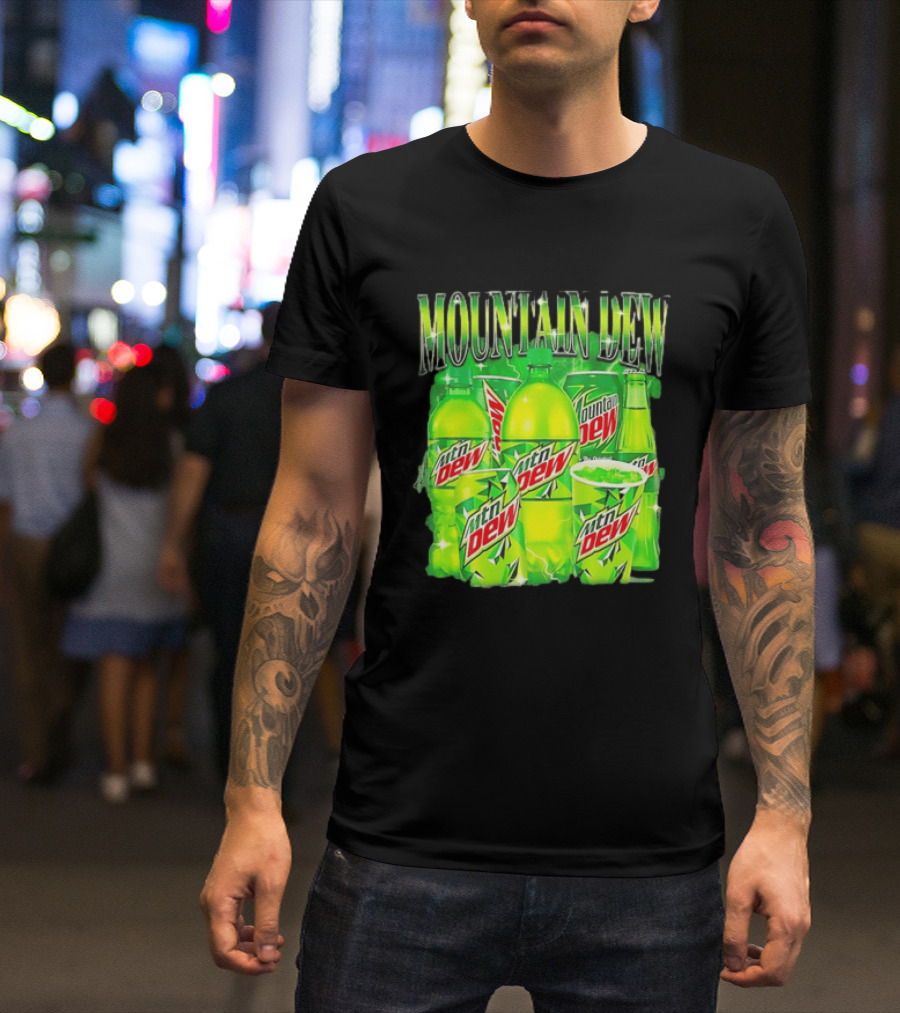 Mountain Dew Green Beverage Collection Bottles And Cans T-Shirt