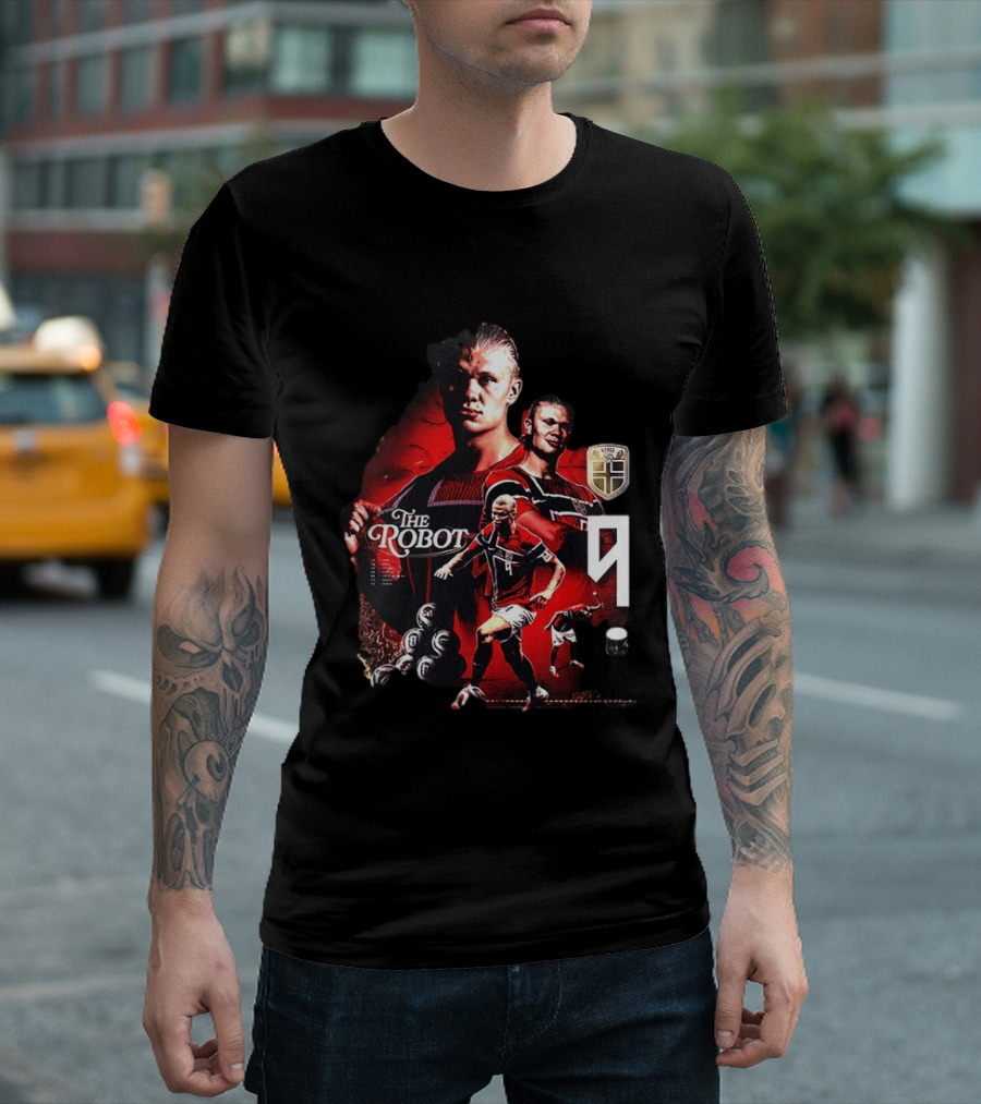 Erling Haaland Norway The Robot 9 Football Legend Norway Crest T-Shirt