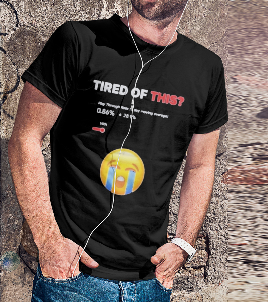 Tired Of This Play Through Rate 0.86% Crying Emoji Trend T-Shirt