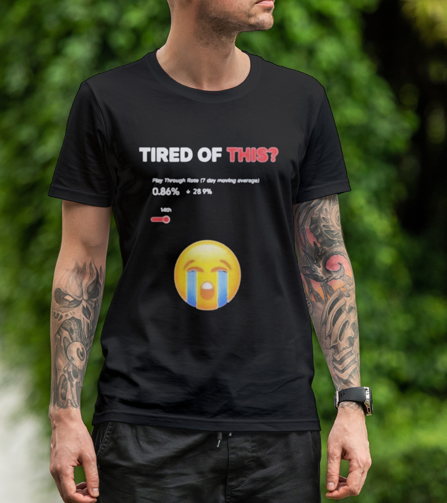 Tired Of This Play Through Rate 0.86% Crying Emoji Trend T-Shirt