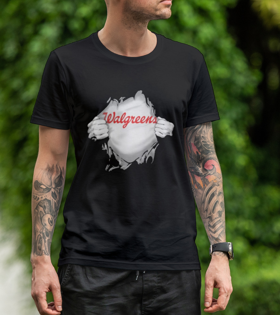 Walgreens Ripped Chest Superhero Torn Employee T-Shirt