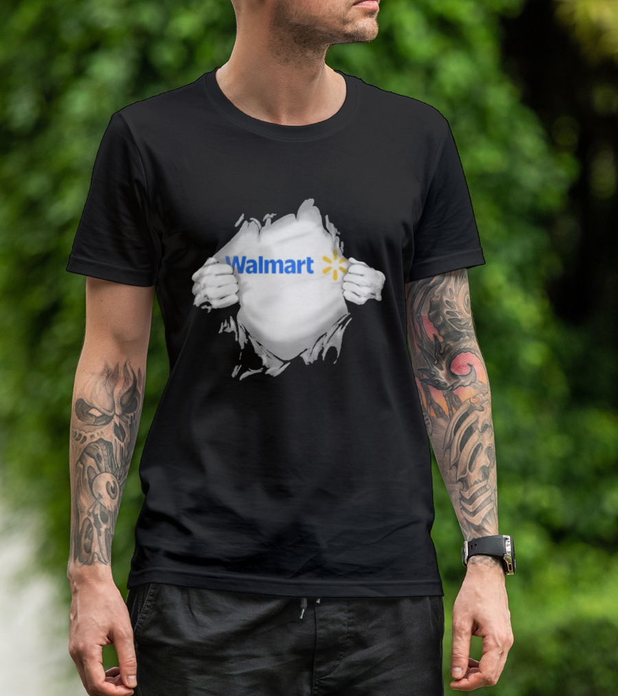 Walmart Ripped Chest Superhero Torn Employee T-Shirt