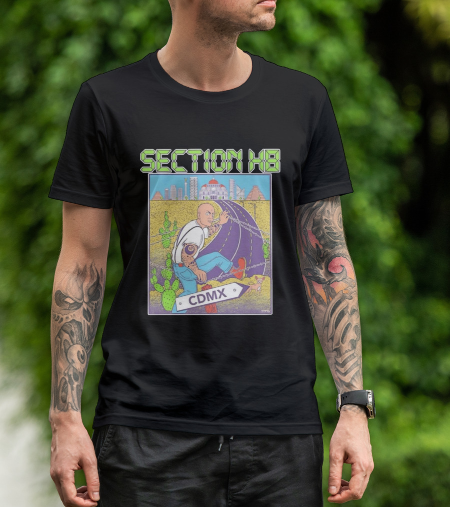 Section H8 CDMX Mexico City Punk Scene Urban Landscape With Cactus T-Shirt
