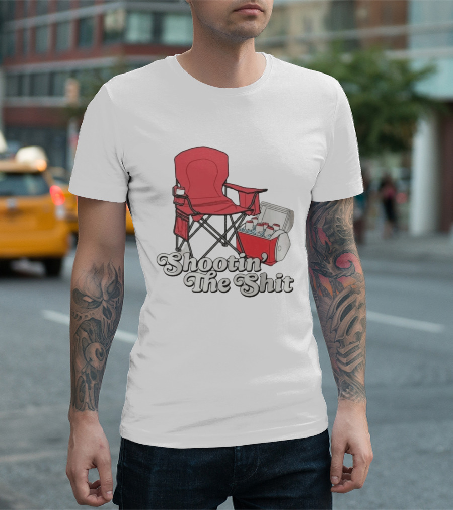 Shootin' The Shit Red Chair And Cooler BBQ Vibes T-Shirt