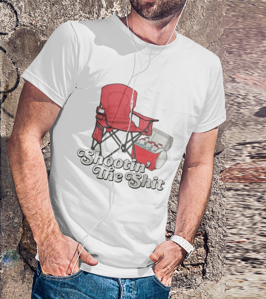 Shootin' The Shit Red Chair And Cooler BBQ Vibes T-Shirt