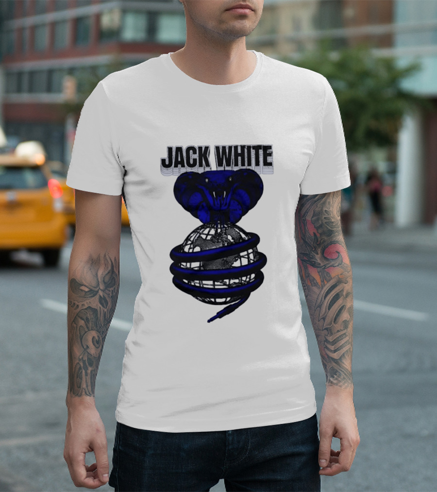 Jack White Cobra Wrapped Around Globe Music Band T-Shirt
