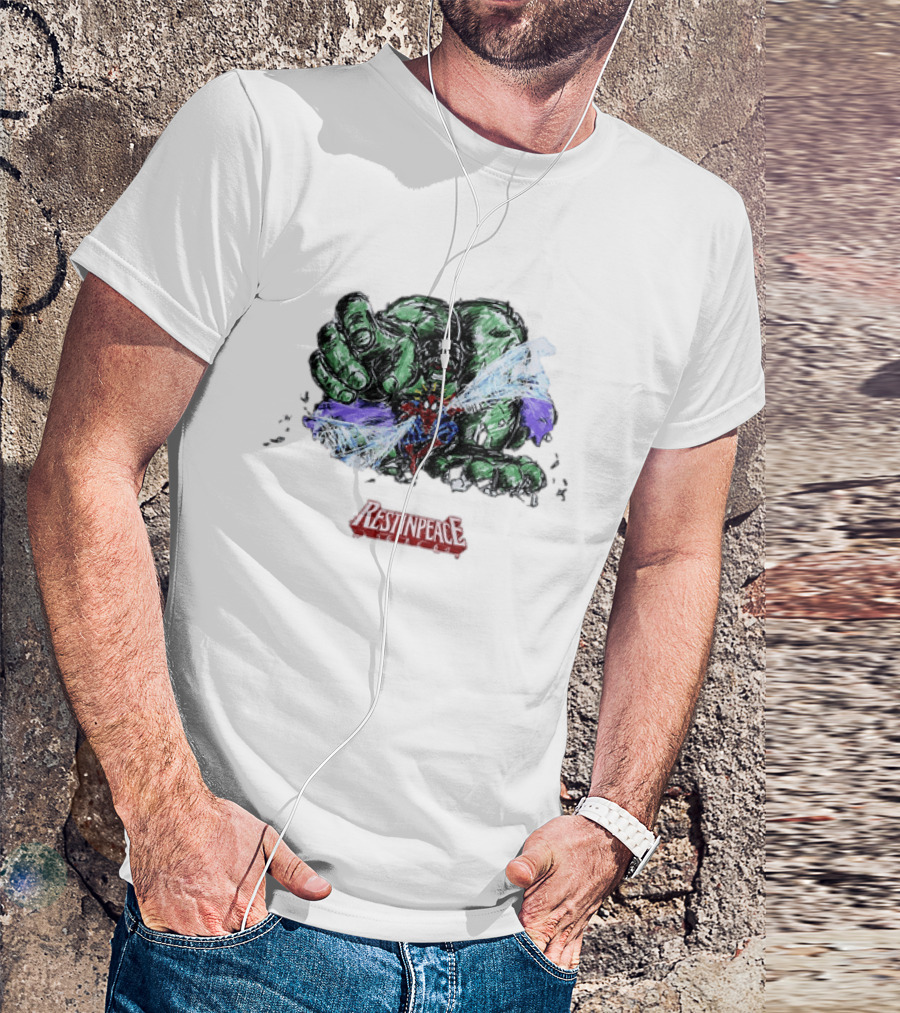 Marvel Comics Spider Man And Hulk Restinpeace Action Scene T-Shirt