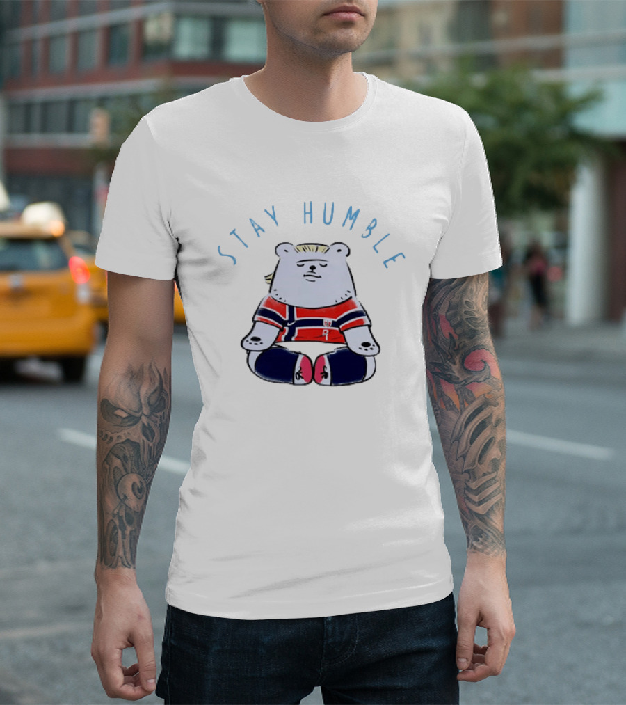 Stay Humble Meditating Bear Norway Erling Haaland Football Team T-Shirt