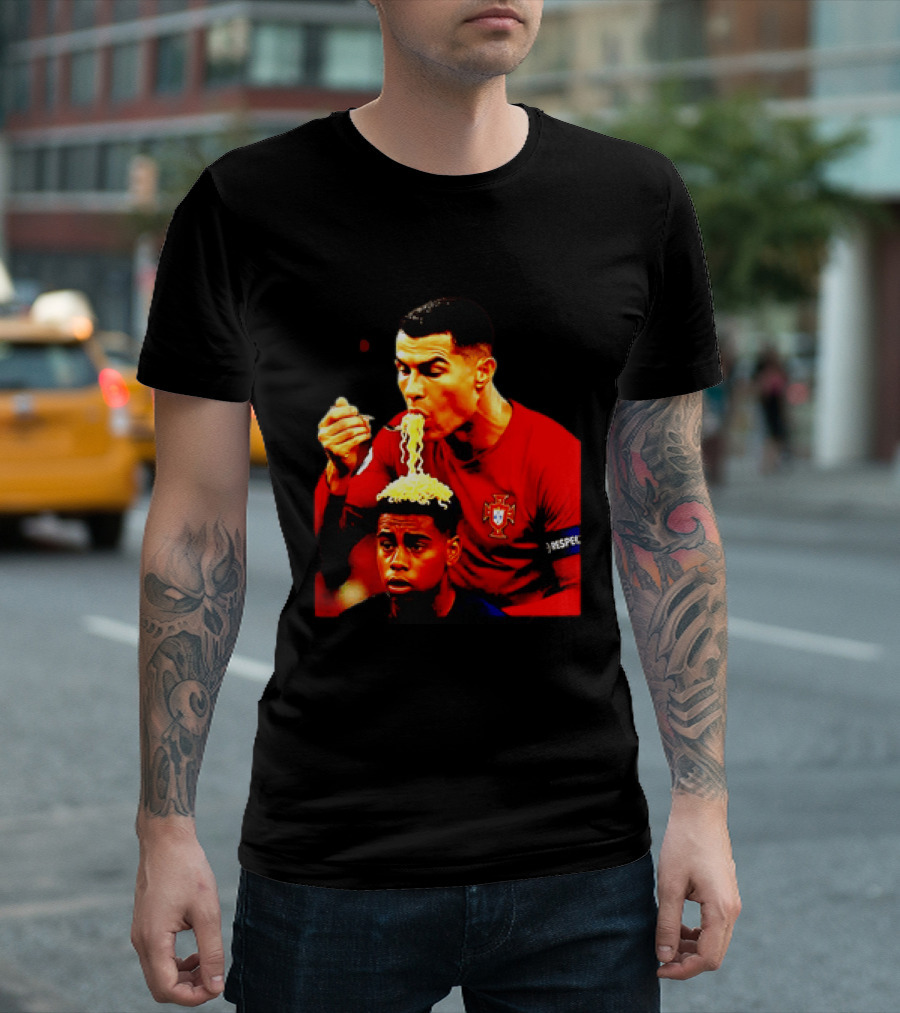Cristiano Ronaldo Eating Noodles Meme Portugal Football UEFA T-Shirt