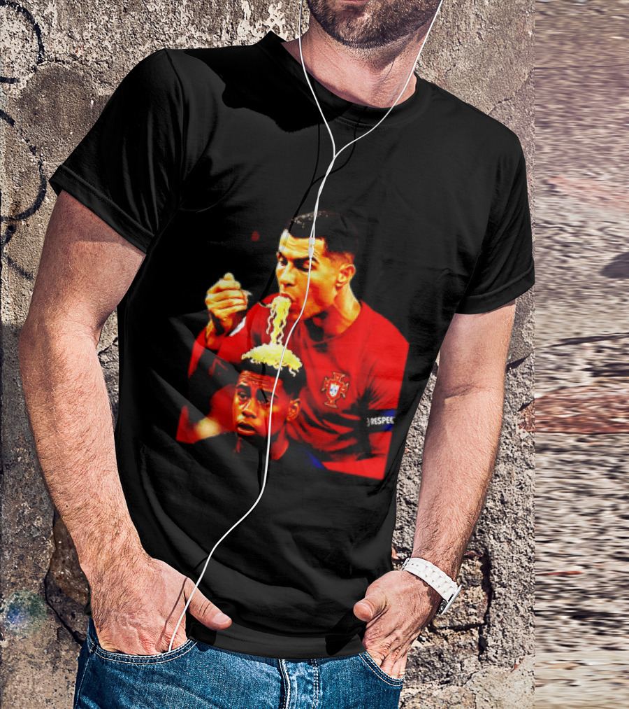 Cristiano Ronaldo Eating Noodles Meme Portugal Football UEFA T-Shirt