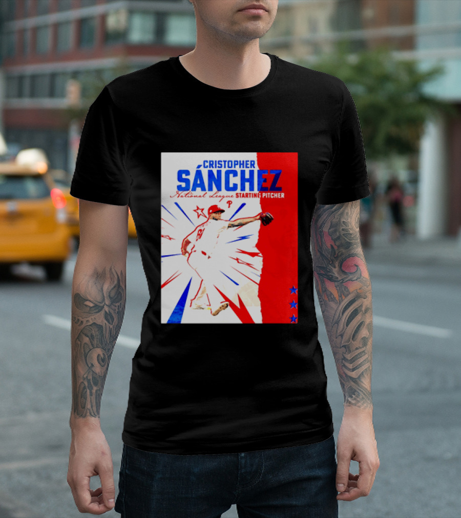 Cristopher Sánchez Philadelphia Phillies National League Starting Pitcher Red White Blue Stars T-Shirt