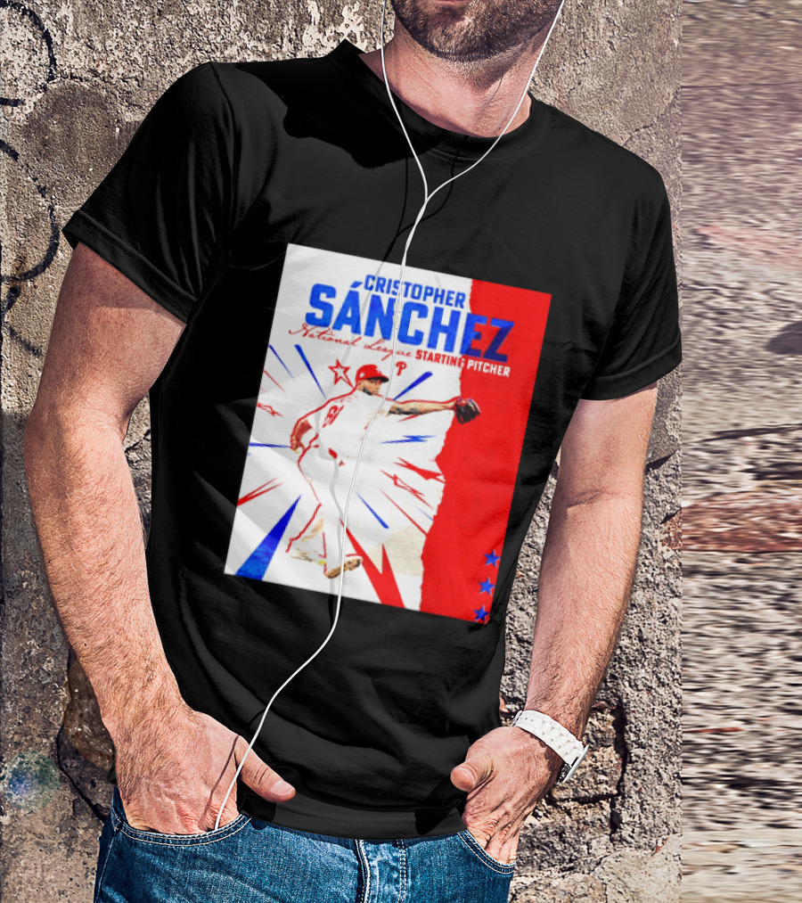 Cristopher Sánchez Philadelphia Phillies National League Starting Pitcher Red White Blue Stars T-Shirt