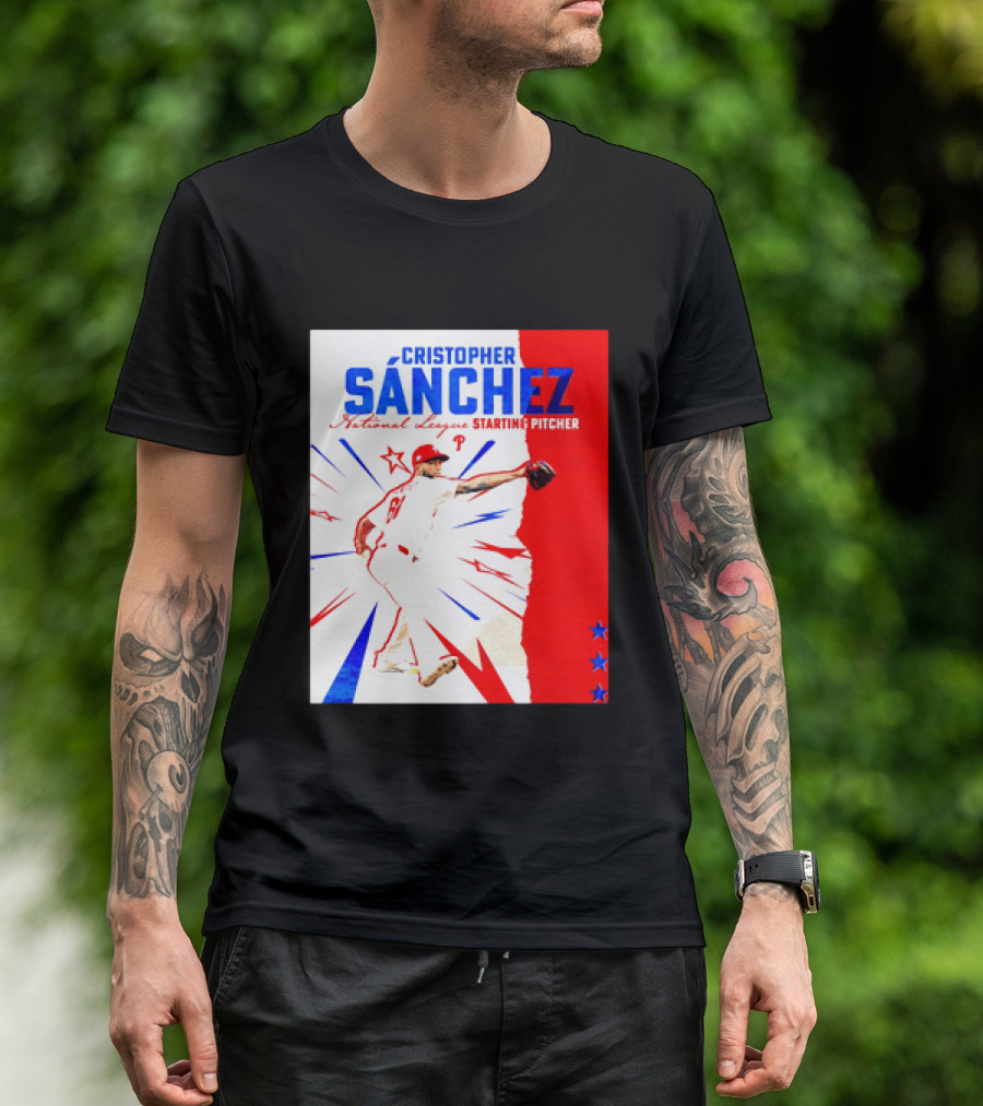 Cristopher Sánchez Philadelphia Phillies National League Starting Pitcher Red White Blue Stars T-Shirt