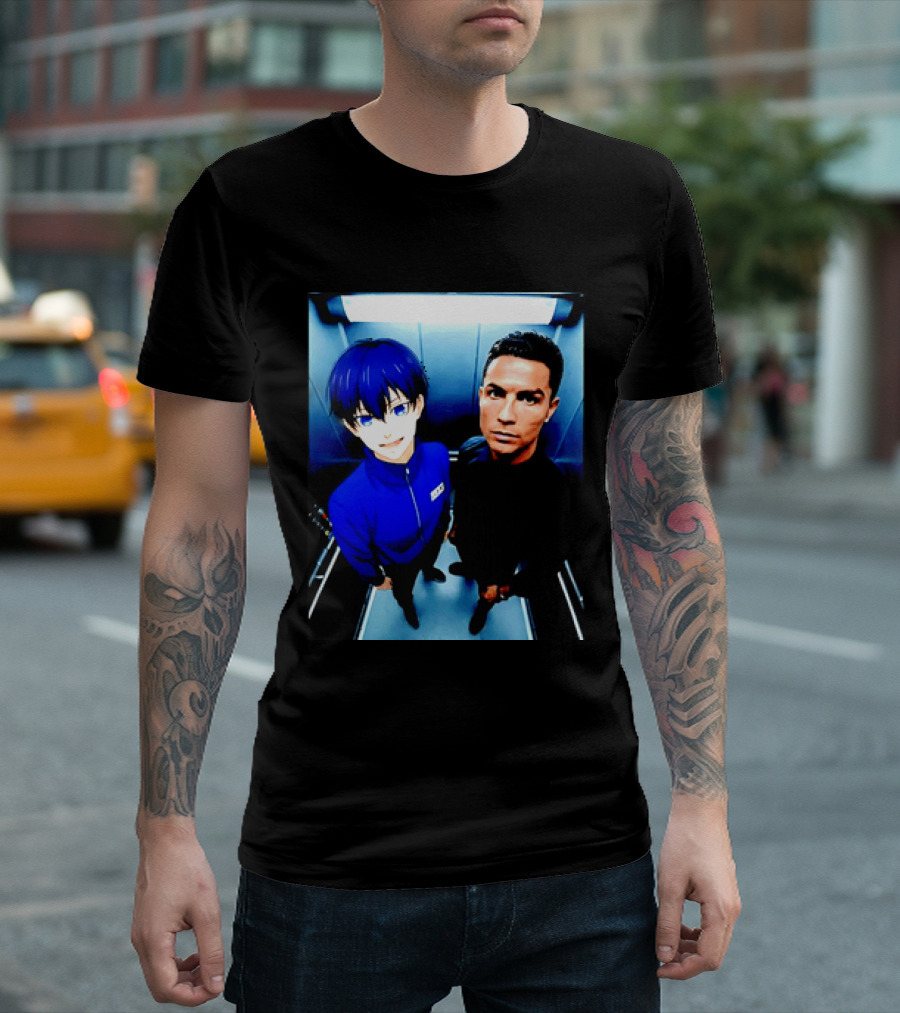 Ema Isagi Cristiano Ronaldo Collaboration Blue Lock Anime Football Star T-Shirt